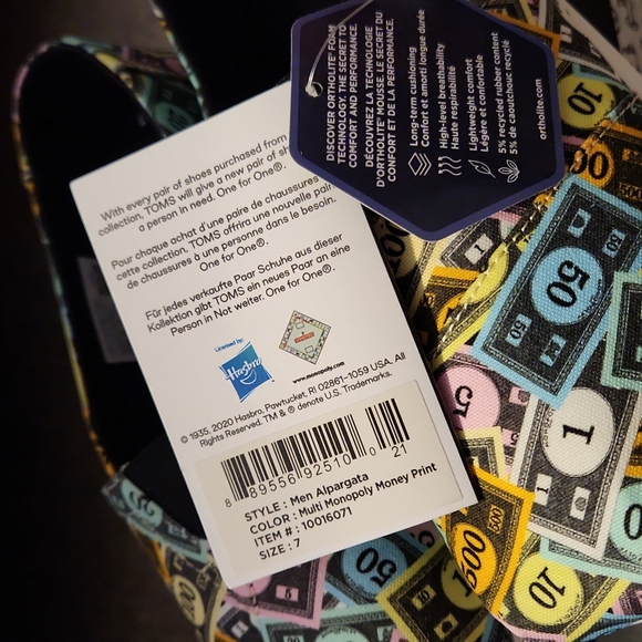 Toms x Monopoly Mens 7/womens 8.5 - Picture 7 of 8